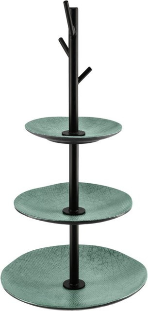 VEGA Etagere Tuska dreistöckig mit Brezenständer, rund, grün/grau/schwarz, Durchmesser: 26 cm, Höhe: 54,4 cm - Bild 1