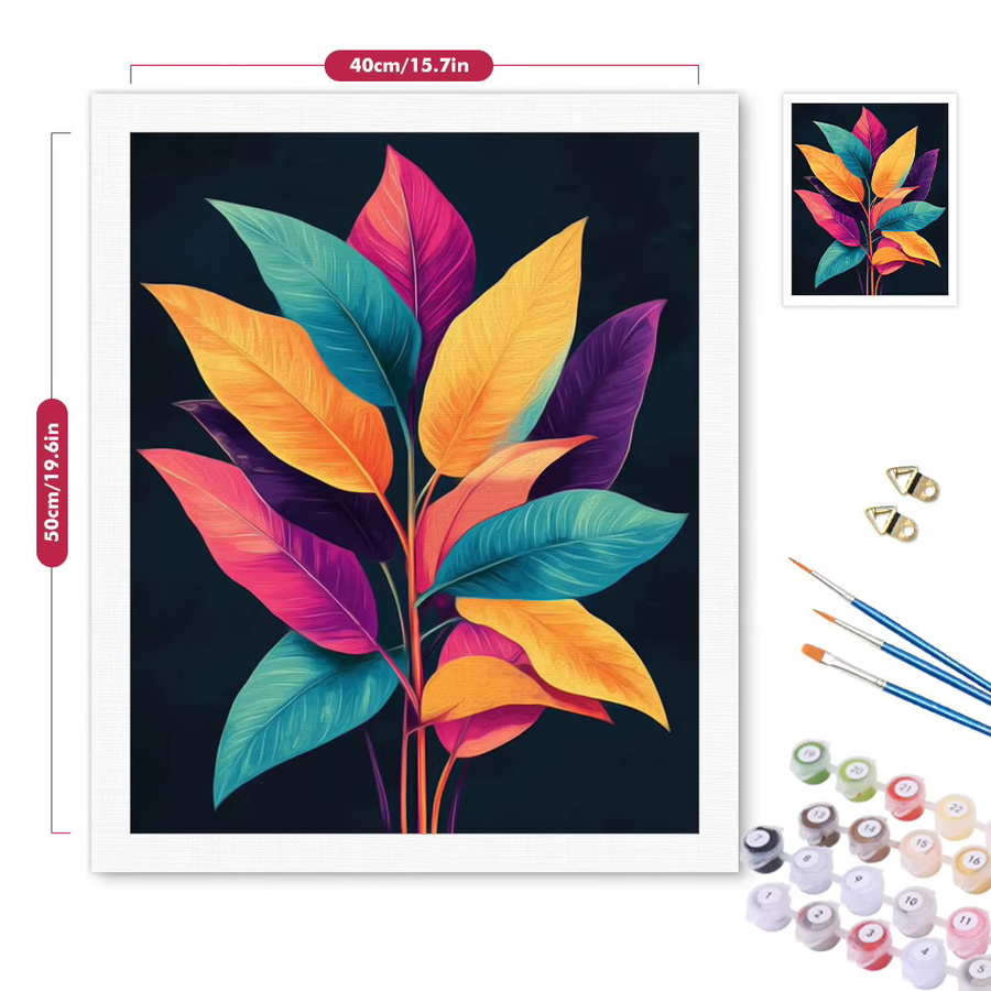 RUOPOTY Malen nach Zahlen Set mit bunten Blättern für Erwachsene, Acrylfarben Bastelset in Multicolour - Bild 2