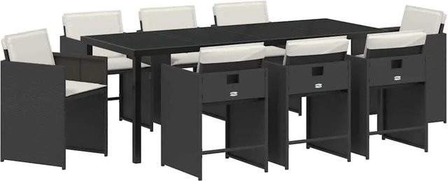 vidaXL Garten Essgruppe 9-teilig aus Poly-Rattan und Stahl in Schwarz - Bild 1
