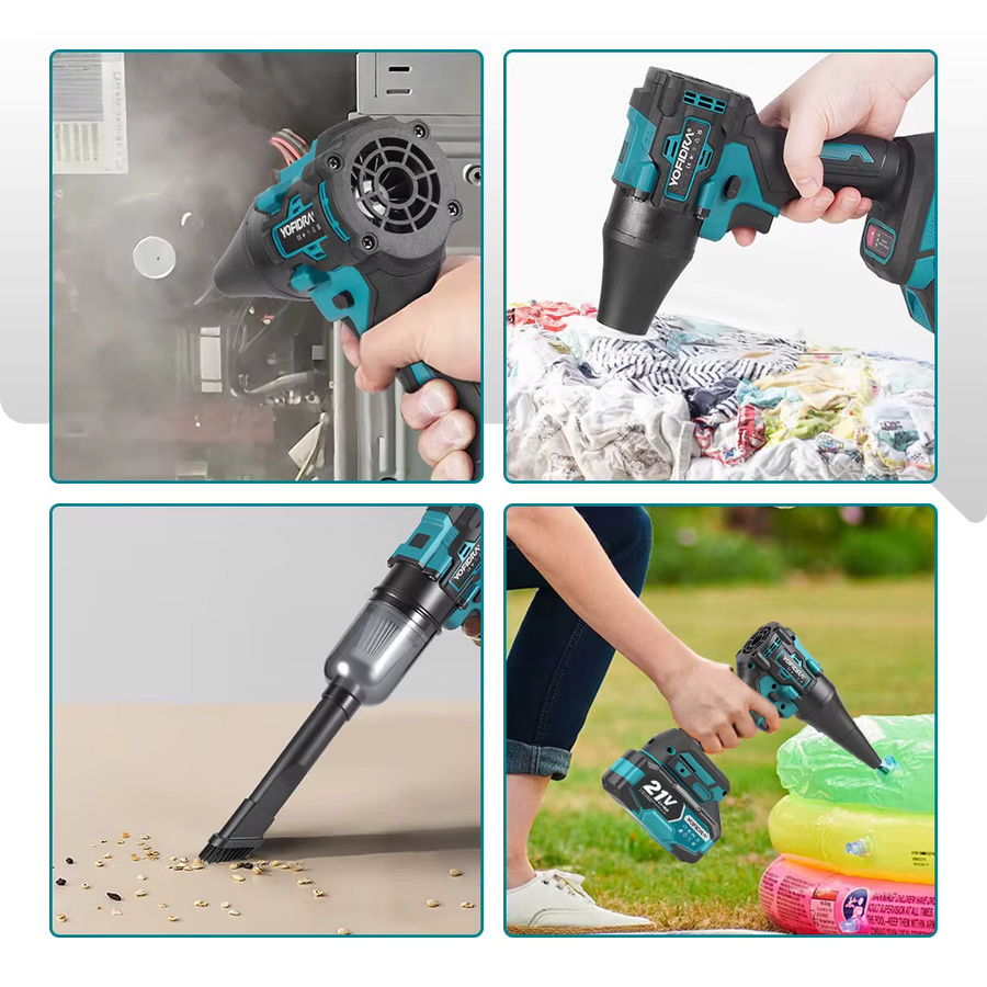 YOFIDRA 2-in-1 Bürstenloser Elektro-Turbolüfter und Staubsauger als Laub- und Staubblasgerät für Makita 21V Akku - Bild 6