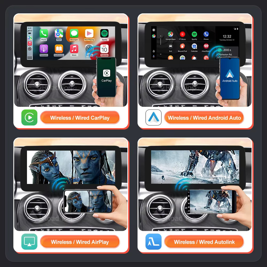 Wincago Linux Multimedia-Bildschirm mit Wireless CarPlay und Android Auto für Mercedes-Benz W205 W176 GLC A C V Klasse W447 CLA GLA (2015-2018) NTG5.0 in Schwarz - Bild 3