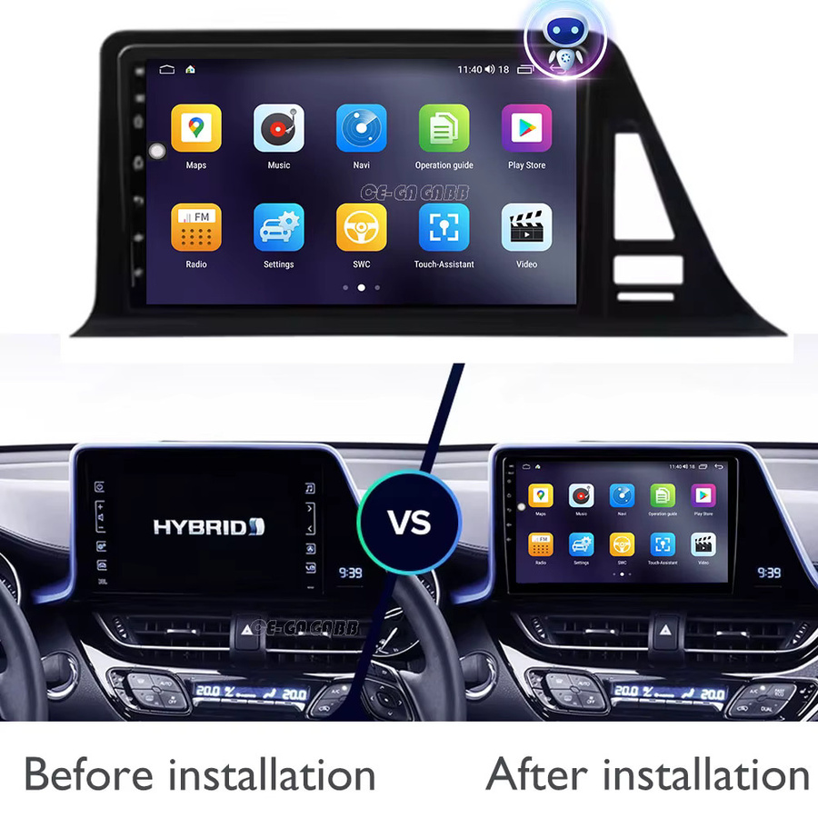 CUCU-NAVI Android 16 2K QLED Carplay Multimedia Radio für Toyota C-HR 2016-2020 LHD in Schwarz mit GPS, 4G, WIFI und Bluetooth - Bild 3