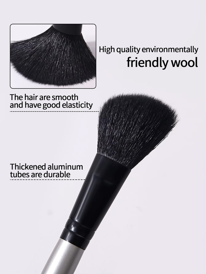 Multifunktionaler Make-up-Pinsel, abgeschrägter Kontur- und Puderpinsel aus Wolle - Bild 2
