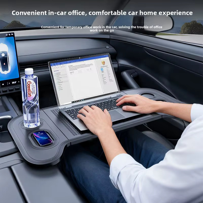 HONGDAUTO Universeller Autotisch, faltbarer Laptop- und Esstisch für Camping und Reisen, Schwarz, Rechteckig - Bild 2