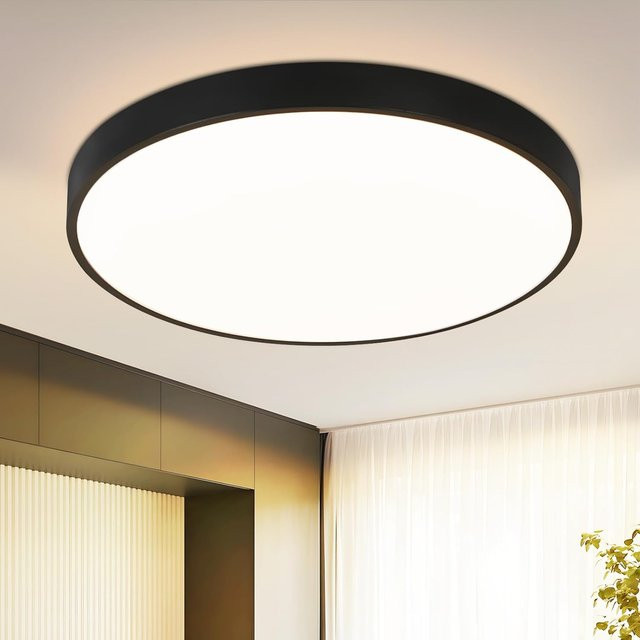 Cliheet LED-Deckenleuchte rund in Schwarz, 12W, IP44 wasserdicht, Warmweiß 3000K, Durchmesser: 21 cm - Bild 1