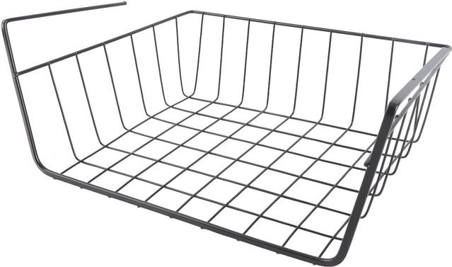 KaiSai Mehrzweck-Drahtkorb aus Metall als Aufbewahrungskorb für Regal und Schreibtisch, Schwarz, Large - Bild 1