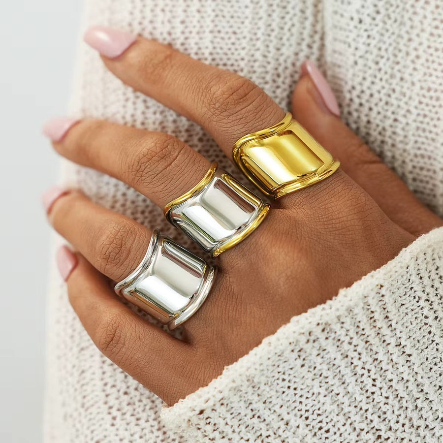 Uself Ringe Edelstahl, 18K vergoldet, Gold, Damen, minimalistisch - Bild 2