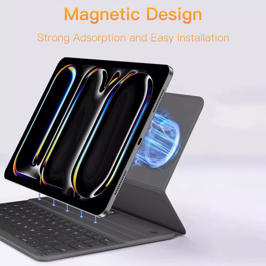EMTRA Magische Tastatur und Magnetische Hülle für iPad Pro 12,9 und 11 Zoll sowie iPad Air 4 und 5 in Grau - Bild 5