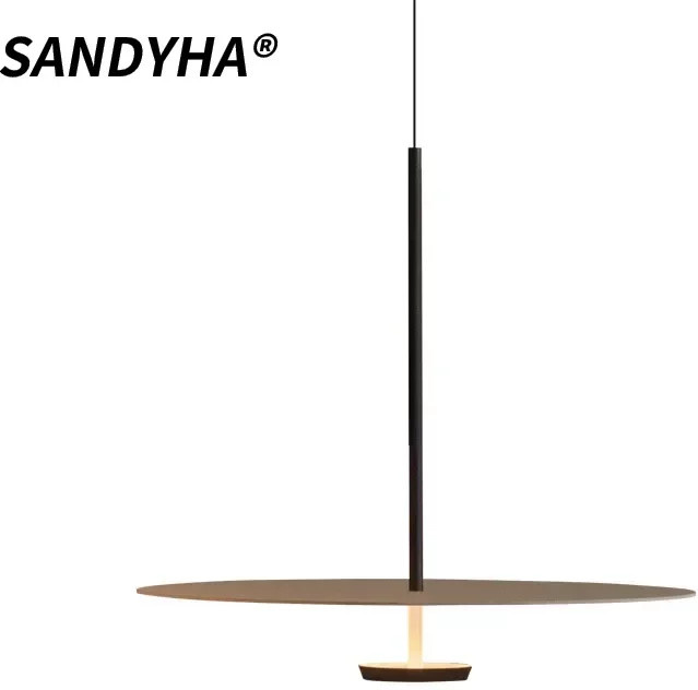 SANDYHA Moderne Minimalistische LED Pendelleuchte mit Acryl-Lampenschirm in Ringform für Wohnzimmer und Esszimmer, Schwarz oder Weiß, Warmweiß - Bild 1