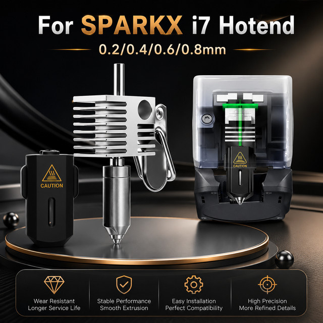 SPARKX I7 Hotend-Kit aus Kupferlegierung in Silber mit Düsen in 0,2 mm, 0,4 mm, 0,6 mm und 0,8 mm für FDM 3D-Drucker - Bild 1