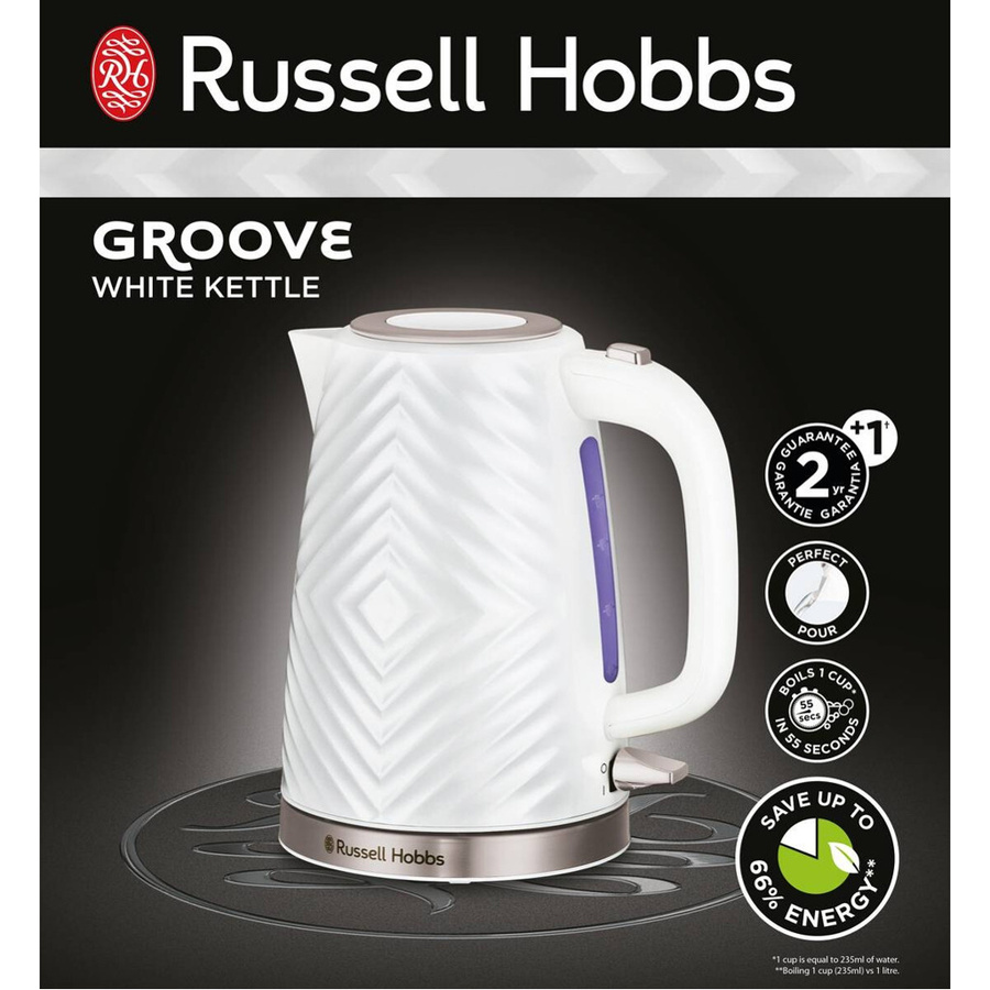 Russell Hobbs Edelstahl-Wasserkocher 26381-70 in Weiß und Silber mit 1,7 l Volumen und Kalkfilter - Bild 2