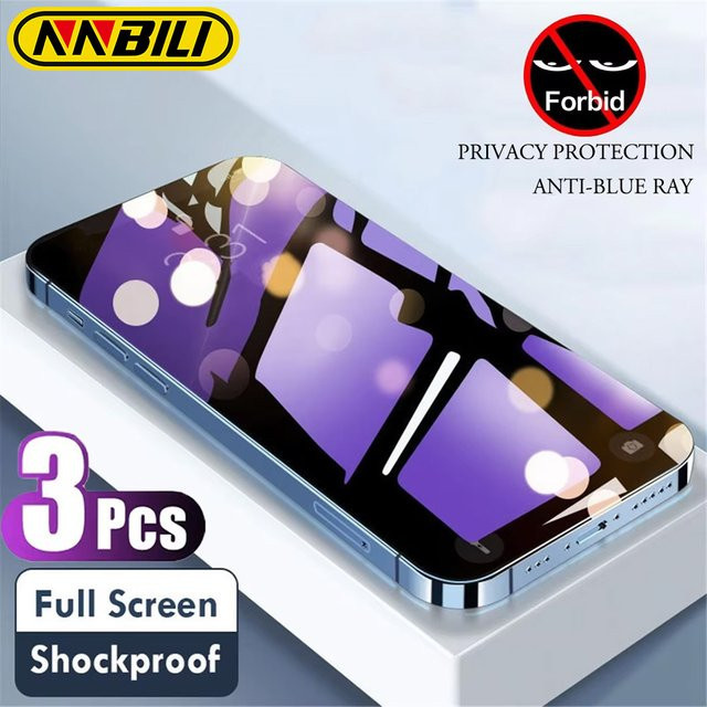 NNBILI Anti-Blaulicht-Displayschutz aus gehärtetem Glas für iPhone 17, 16, 15, 14, 13, 12, 11 Pro Max und 16e, transparent - Bild 1