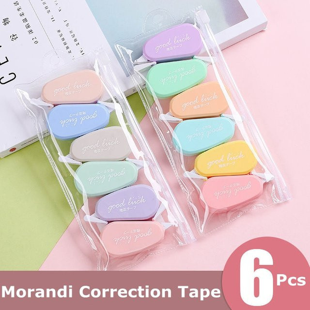 6er Set Korrekturband Set aus Kunststoff, mehrfarbig und transparent, ideal für Schule und Büro - Bild 1