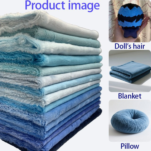 ZYFMPTEX Kunstfell Plüschstoff aus Polyester in Blau, 5 mm Flor, B: 150 cm, T: 50 cm - Bild 1