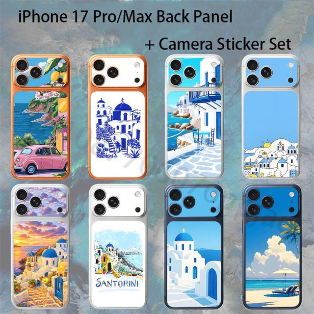 Santorini Full-Cover-Aufkleber für iPhone 17 Pro Max und iPhone 17 Pro, farbenfroher Schutzfolien-Sticker für die Rückseite, Multicolour - Bild 1