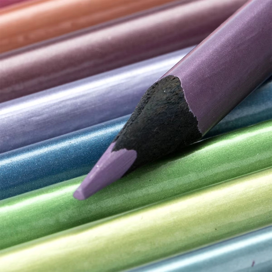 Semi art Metallic-Buntstifte in 12 Farben für Zeichnungen und Malereien auf schwarzem Karton - Bild 4