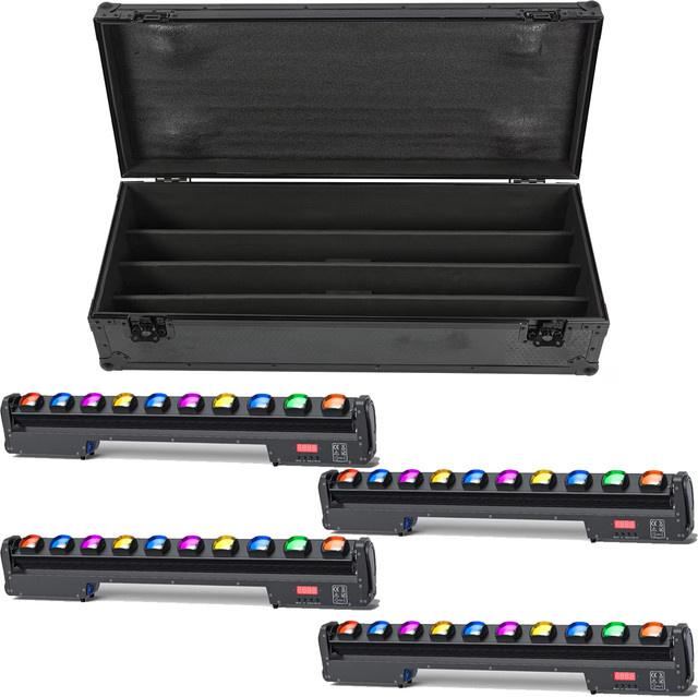 Yiflamefly 4er-Set RGBW LED Wall Washer Lichtleisten mit 250W Swing Dot Beam Effekt und DMX-Steuerung für DJ-Beleuchtung, Schwarz - Bild 1