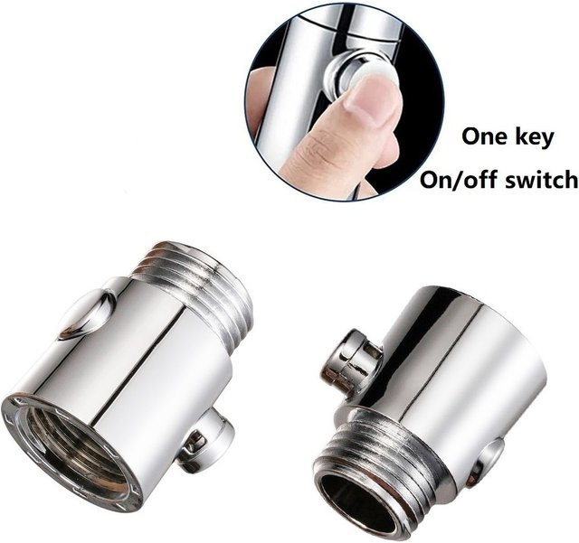Duschkopf-Arm mit Umlenkventil und Bidet-Sprühkopf aus Kunststoff in Silber und Chrom - Bild 1