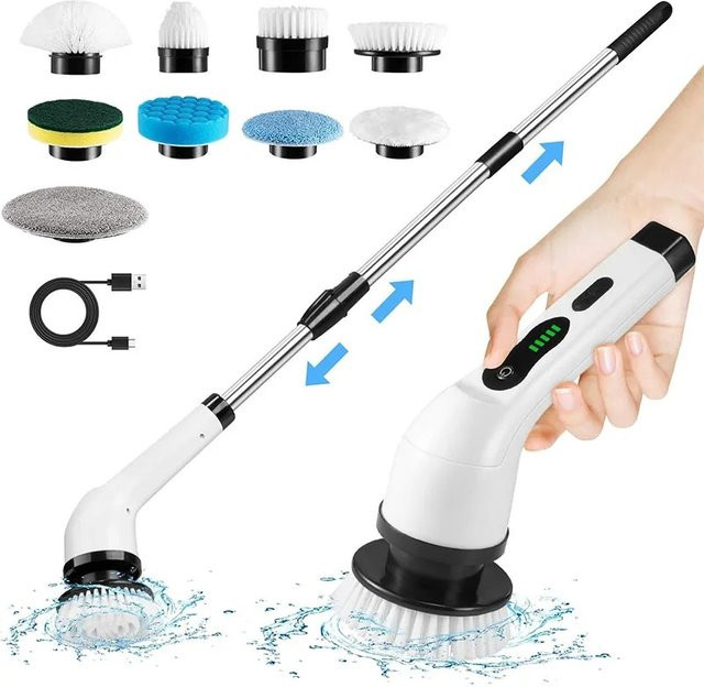 ANENG Elektrische Reinigungsbürste in Weiß, Kabelloser Schleuderschrubber und tragbares Reinigungswerkzeug für Küche und Badezimmer - Bild 1