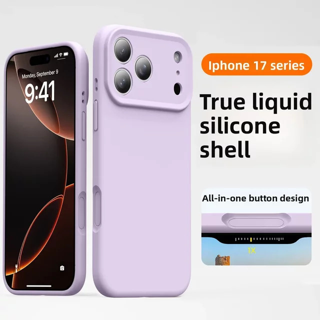 Bonbonfarbene Flüssigsilikon-Handyhülle für Apple iPhone 17, 16, 15, 14, 13 Pro Max mit Kameraobjektivschutz in Multicolour, Green und Purple - Bild 1