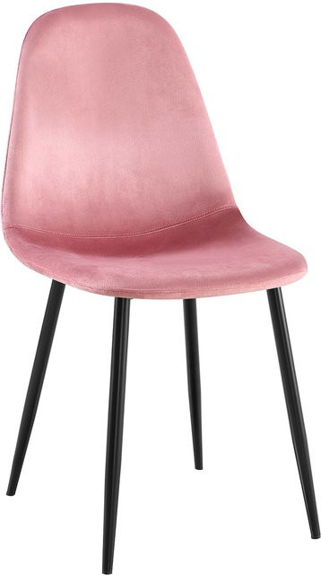 CLP Esszimmerstuhl Napier gepolstert, moderner Küchenstuhl mit Rückenlehne und schwarzem Metallgestell, Farbe: Schwarz - Bild 1