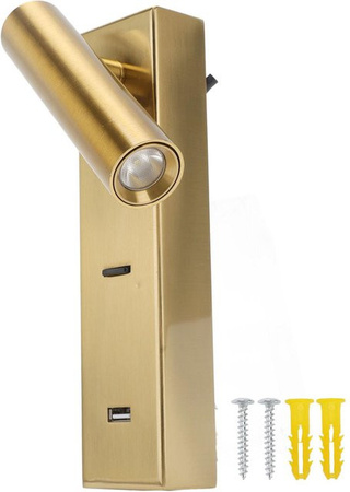 Tomshine LED Wandlampe Gold/Messing, wiederaufladbare moderne Leselampe mit verstellbarem Winkel für Schlafzimmer