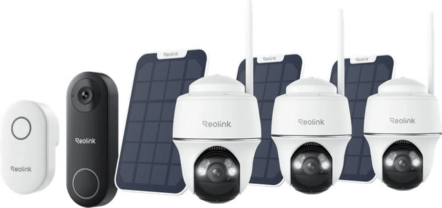 Reolink Argus B430 3er-Pack mit Solar Panel D340W und Chime in Weiß mit Wi-Fi - Bild 1