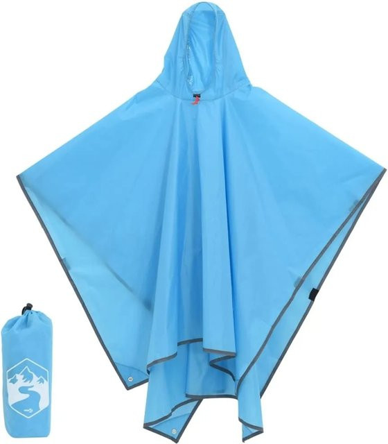vidaXL Regenponcho mit Kapuze im 2-in-1-Design in Blau, B/B: 223 x 145 cm - Bild 1