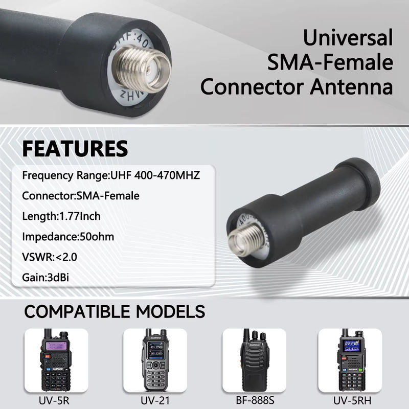 ABBREE Stubby Mini Antenne mit SMA-Buchse für UHF 400-470 MHz Zwei-Wege-Funkgeräte in Schwarz - Bild 2
