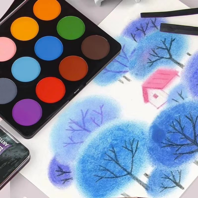12 Farben Künstler-Pastellfarben Set für Trocken- und Nasszeichnungen in Multicolour - Bild 5