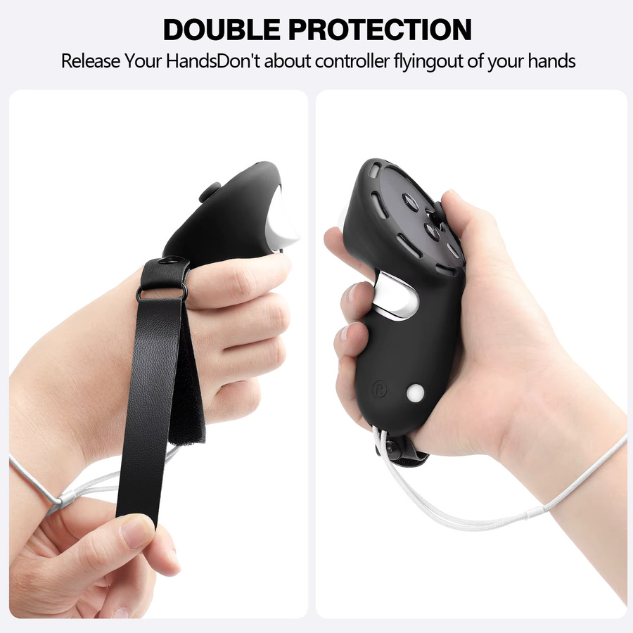 GINWDAY Silikon Griff Schutzhülle für Meta Quest 3 und 3S Controller in Schwarz mit Anti-Kollision Schutz und Grip Shell für VR Zubehör - Bild 5