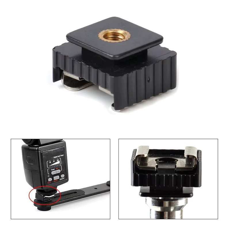 SAFENH Universal Blitzschuh Adapter Halterung mit 1/4 Zoll Schraubgewinde für Stativ und Studio Fotografie Zubehör in Schwarz - Bild 2