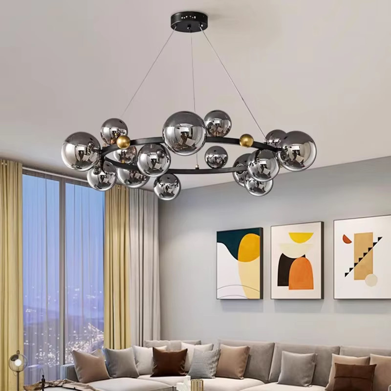 SANDYHA Nordic Glas Ball LED Pendelleuchte für Wohnzimmer, Esszimmer und Küche - Bild 2