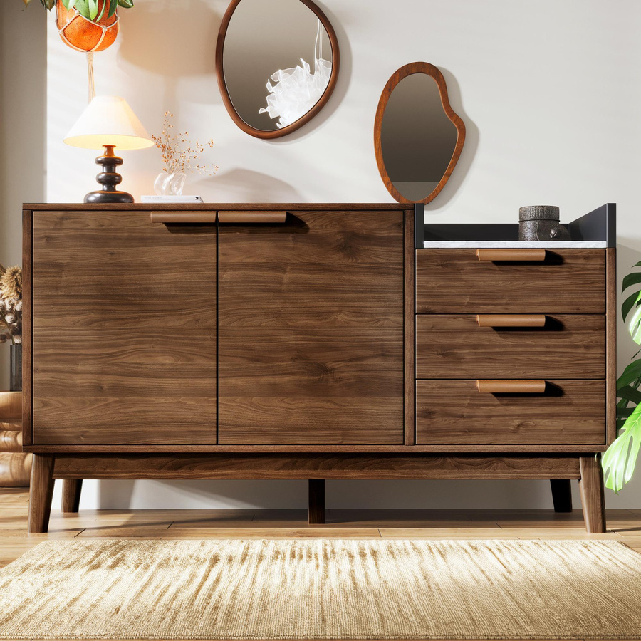 AB Store Wohnzimmerkommode mit 3 Schubladen und doppeltürigem Schrank in Braun, B/T/H: 120 x 40 x 77 cm - Bild 2