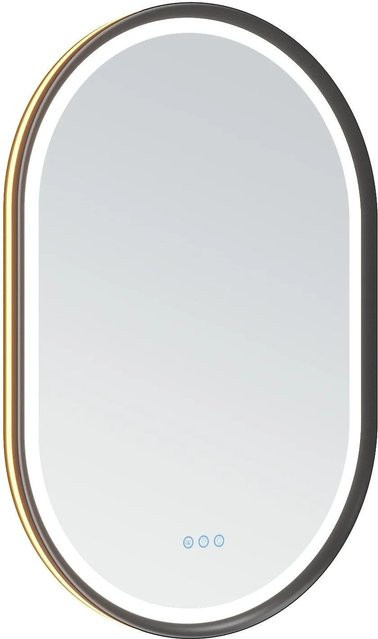 Aquabatos LED Badspiegel Oval mit Spiegelheizung und Dimmfunktion in Mattschwarz, B/H: 60 x 90 cm - Bild 1