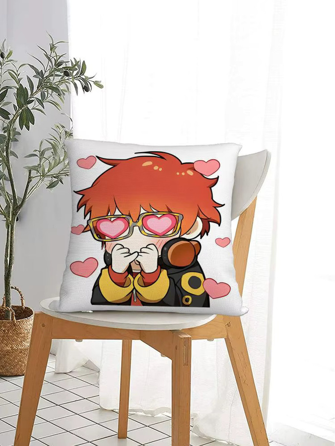M-Mystic M-Messenger 707 Chibi Kissenbezug aus weichem Plüschstoff, schwarz und mehrfarbig, B/T/H: 30 x 30 x 0 cm - Bild 3