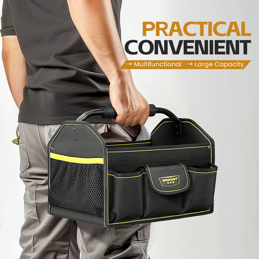 WINHUNT Werkzeugtasche aus Stahl in Schwarz mit 10 Taschen und breiter Öffnung zur Organisation deiner Werkzeuge - Bild 2