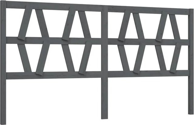vidaXL Kopfteil aus Massivholz Kiefer in Grau mit Lattendesign und rustikaler Optik, B: 206 cm, H: 100 cm, T: 4 cm - Bild 1