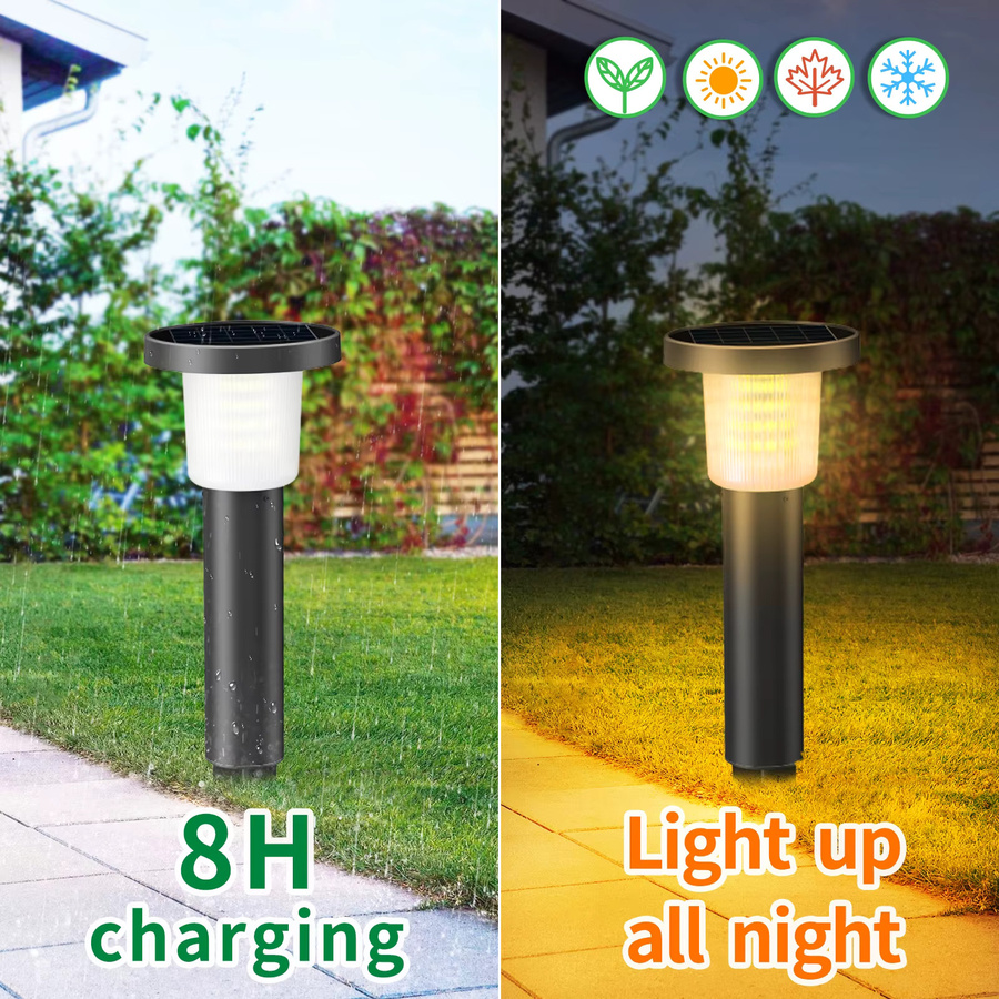 Intelamp 2er-Pack Solar-Wegbeleuchtung aus Edelstahl mit 3800mAh für Garten und Außenbereich - Bild 5