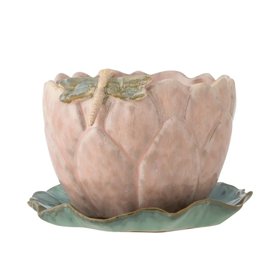 Bloomingville Blumentopf Jaylee mit Untersetzer aus Keramik in Pink, Höhe: 18,5 cm - Bild 1