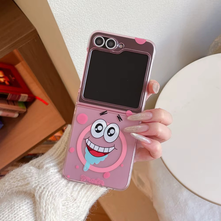 SpongeBob Schwammkopf und Patrick Star Magnetische MagSafe Wireless-Lade-Handyhülle für Samsung Galaxy Z Flip 7 6 5 Niedrige weiche Hülle - Bild 3
