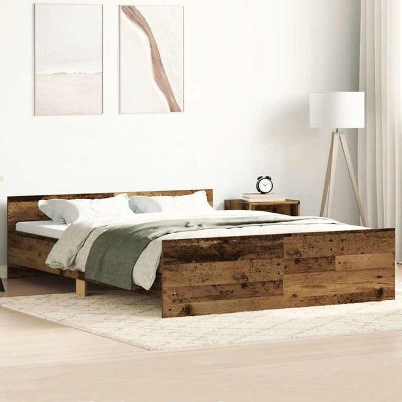Bettgestell in Altholz-Optik von Vidaxl aus Holzwerkstoff in Braun im Landhausstil, Breite: 150 cm, Länge: 200 cm - Bild 1