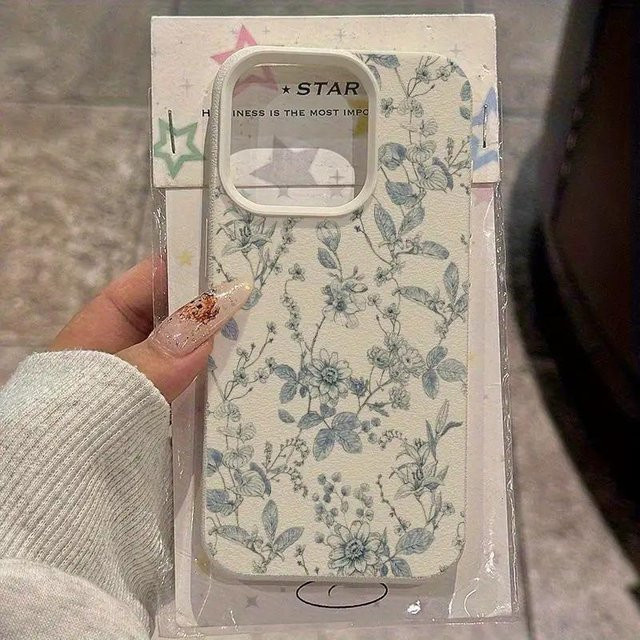 Elegante iPhone Handyhülle mit blauem Blumenmuster für Apple iPhone 17 Pro Max, 16, 15, 14, 13, 12, 11 und weitere Modelle, weiche Schutzhülle in Blau und Multicolour - Bild 1