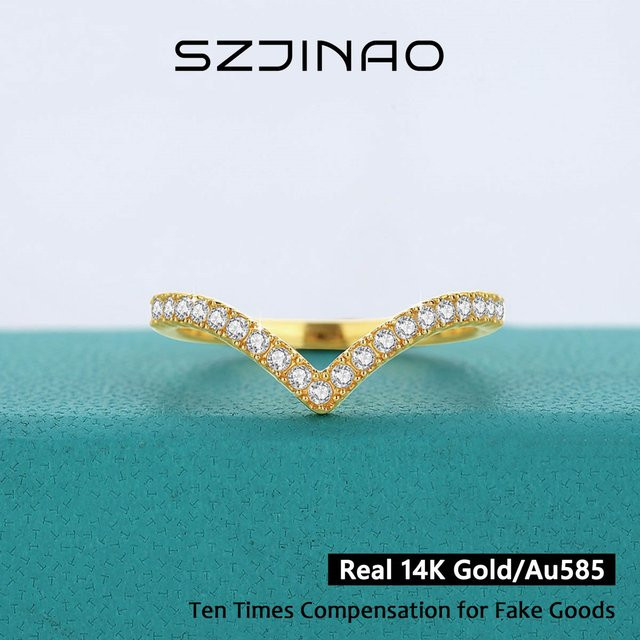 szjinao Ring, 585 Gelbgold, Moissanit-Diamant, Damen - Bild 1