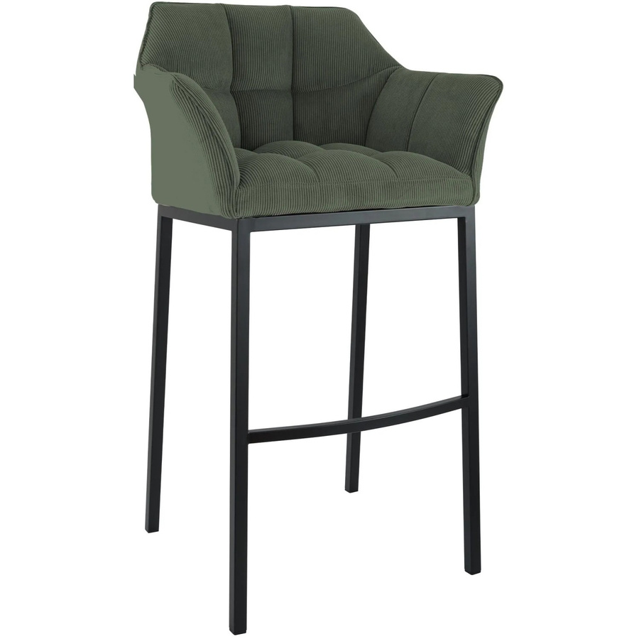 DELUKE Barhocker GIBEL mit Lehne aus Metall und Cord in Grün und Schwarz, B/T/H: 64 x 48 x 110 cm - Bild 2