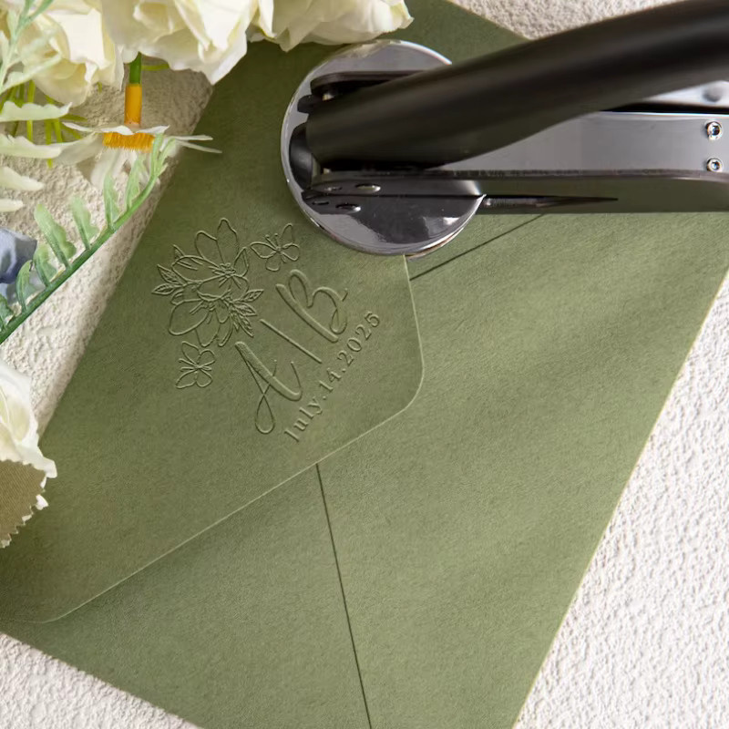 Personalisierter Embosser-Stempel mit individuellem Logo-Design für Hochzeitsdekorationen und Einladungen - Bild 3