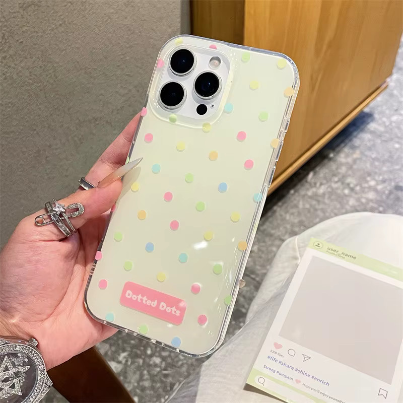 Stoßfeste MUQGEW Handyhülle mit Handschlaufe und gepunktetem Design für iPhone 17, 16, 15, 14, 13 Pro Max in Multicolour - Bild 2