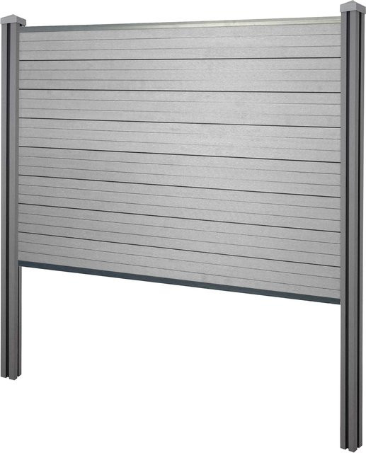 MCW WPC-Sichtschutz Savoie Zaun Windschutz Basiselement in Grau, Höhe: 195 cm - Bild 1