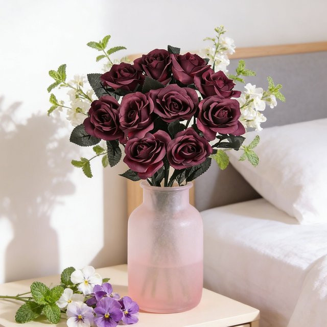 Künstliche Seidenrosen in Rot als Dekofloristik für Brautstrauß, Vase oder Hochzeit und Muttertagsgeschenk - Bild 1