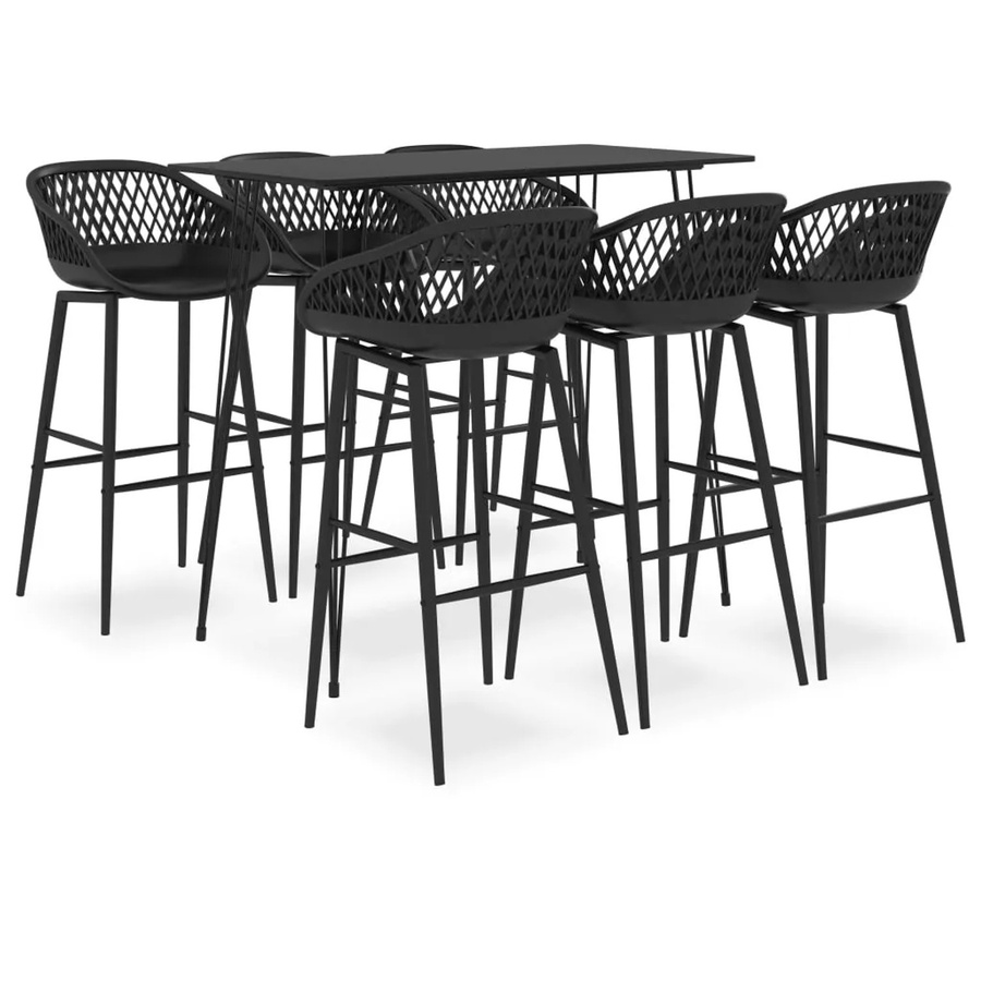 vidaXL 7-tlg. Bar-Set Modell 15 in Schwarz mit Tisch und Stühlen - Bild 2